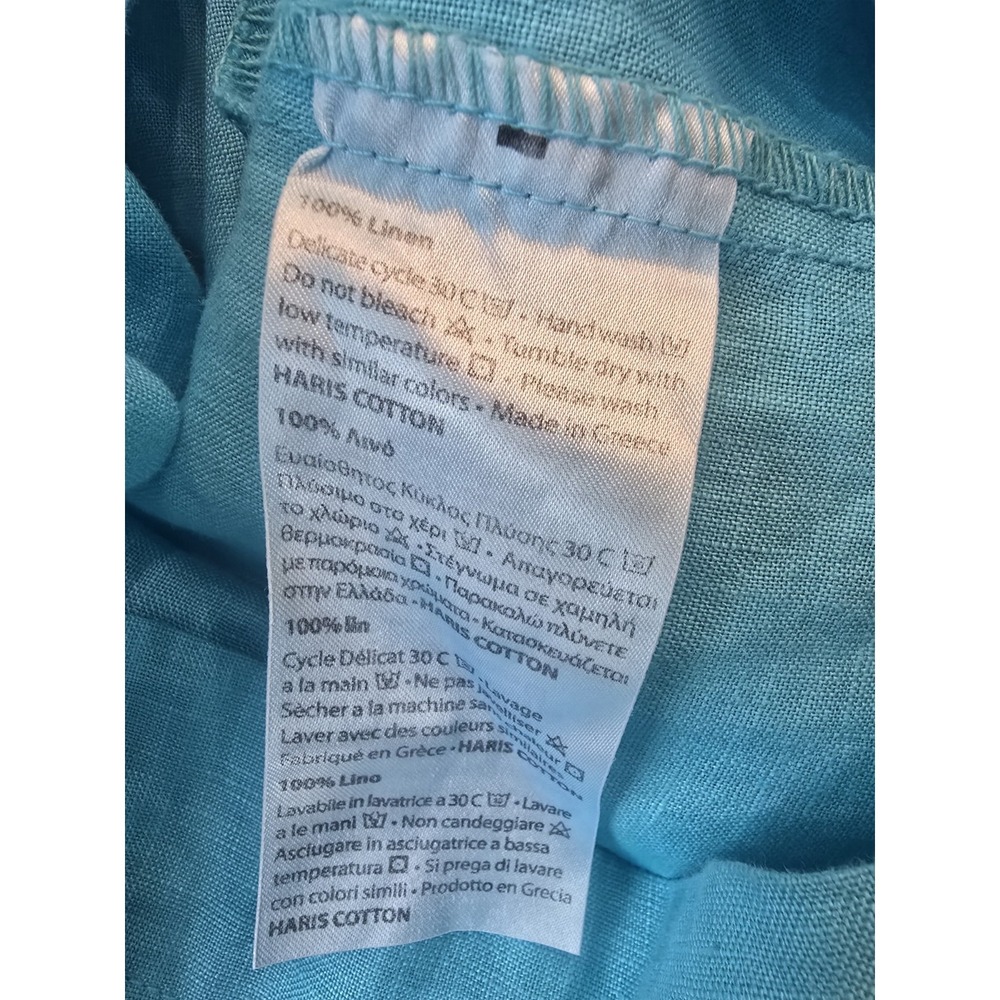 Harris Cotton Turquoise Midi Shift Linen Coastal Classic Resort Wear Dress Small - Picture 8 of 9